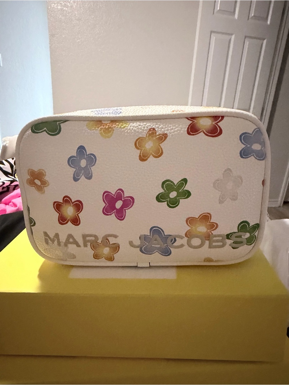 Marc Jacobs White Floral Print Cosmetic Crossbody Bag